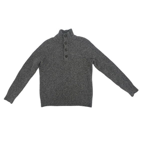 Banana Republic Gray Merino Wool Rib Knit Half Button Neck Sweater Size S Men’s - Picture 1 of 5